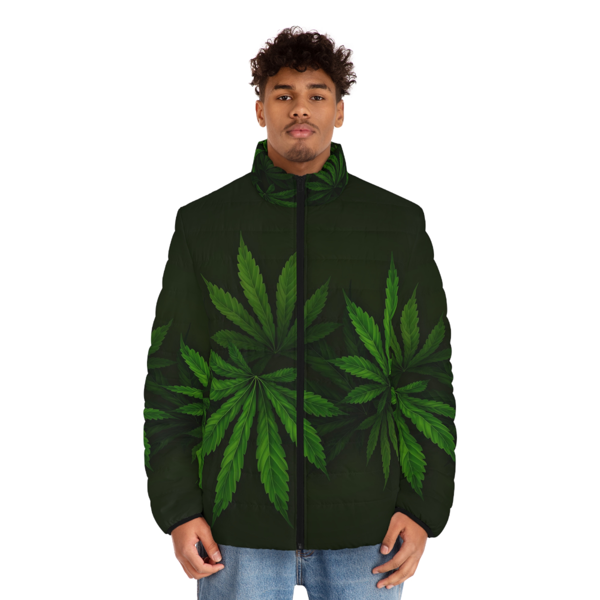 Dark Leaf Circle Puffer Jacket