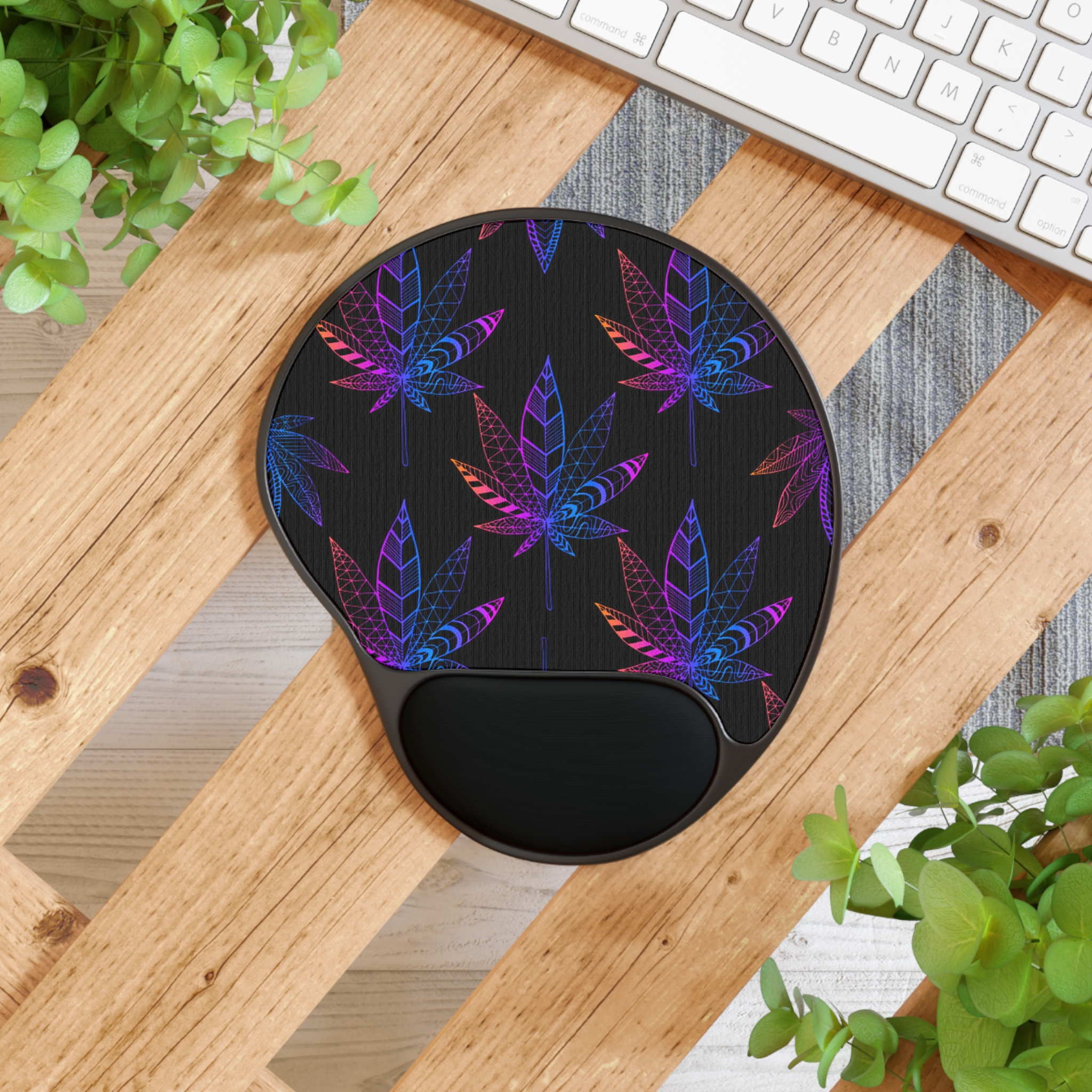 Bright Leaf Mouse Pad With Wrist Rest